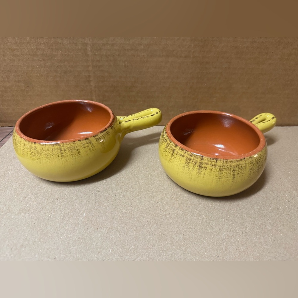 De Silva Pottery Italy Terracotta Handled Soup Bowls Set Of 2